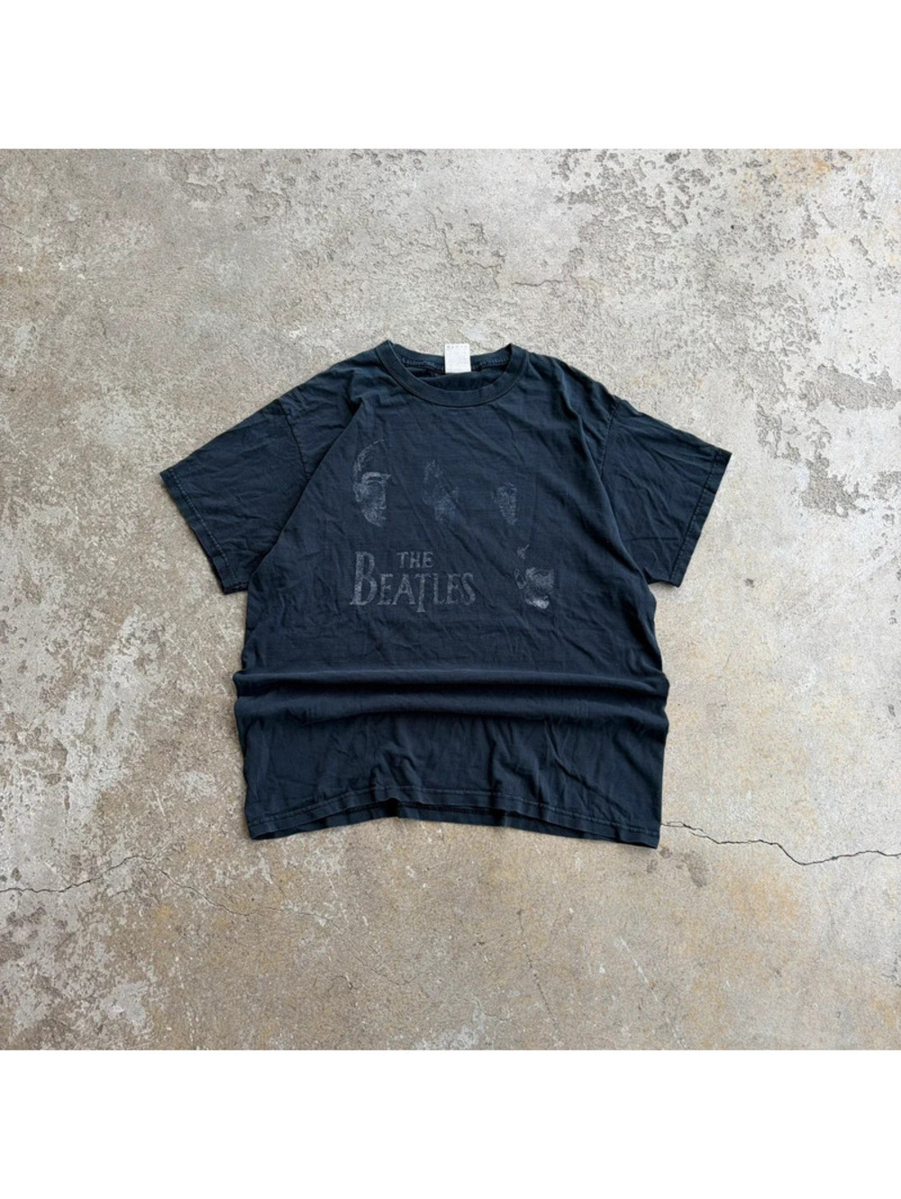 Vintage The Beatles Faded Out Black Tee - Men’s Large